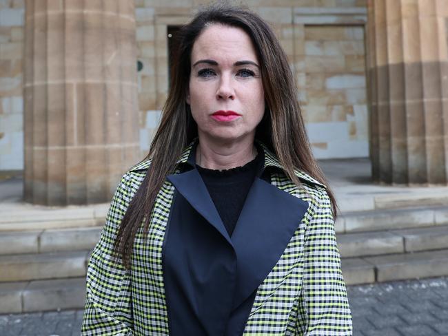 The estranged wife of construction union boss John Setka, Emma Walters is seen outside the Adelaide Magistrates Court. NCA NewsWire / David Mariuz