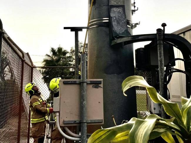 SOCIAL MEDIA IMAGE DISCUSS USE WITH YOUR EDITOR - Firefighters from Fire and Rescue Kingscliff attended an incident involving rescuing a galah from telephone communication tower.