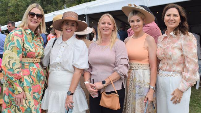 Anna, Rowdy, Lotte, Lee and Jo at the Rockhampton Jaguar Land Rover Pop-Up Polo on June 3, 2023. Picture: Aden Stokes