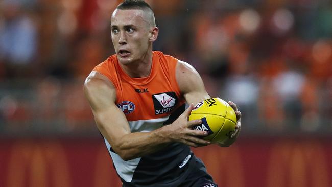 Giants Tom Scully in action during AFL match GWS Giants v Western Bulldogs