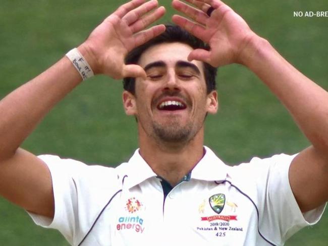 Mitchell Starc's wristband carries an unambiguous piece of tactical advice.