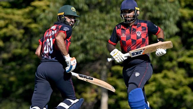 Haig Fawkner batters Ahmad Shakeel and Jaspreet Bhatti. Picture: Andy Brownbill