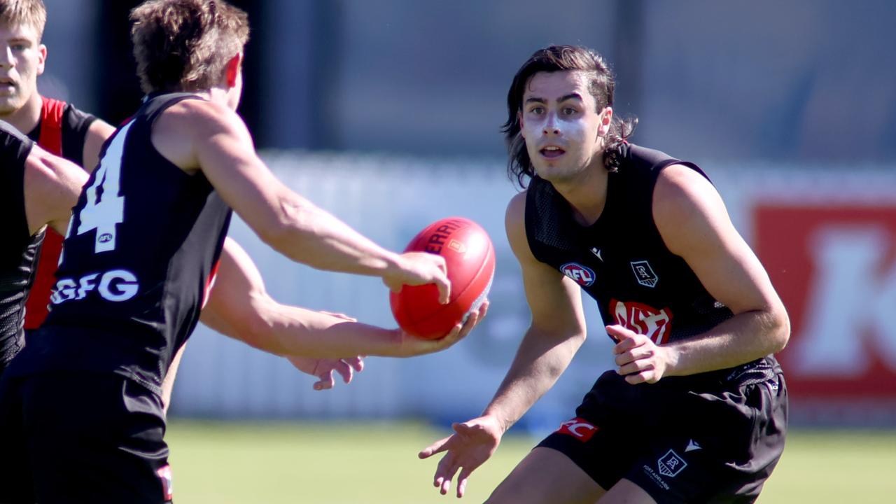 Top draft pick Josh Sinn trains with the full group. Picture: Kelly Barnes