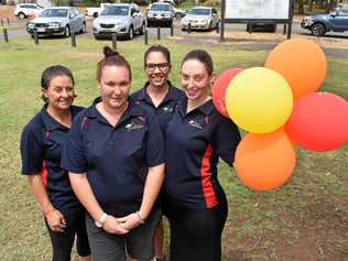 Tracey Porter, Chloe Cleven, Jessica Walsh and Jorden Boden-Cummins of Surat Aboriginal Corporation. Picture: Jorja McDonnell