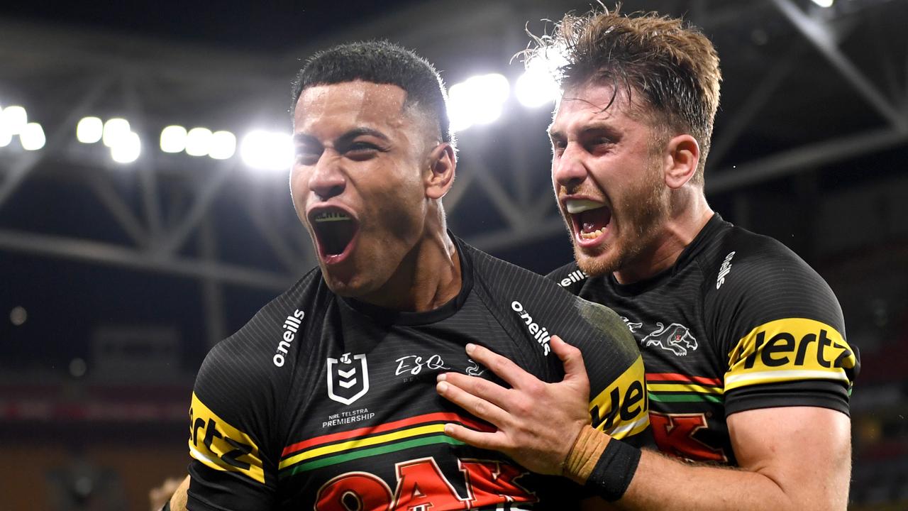 NRL 2021 RD23 Penrith Panthers v South Sydney Rabbitohs - Stephen Crichton, Try Celebration