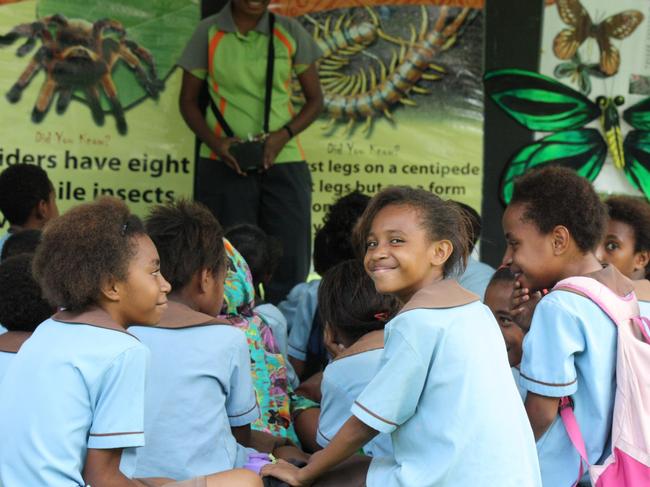 A child attending Port Moresby Nature Park's 'Creepy Critter' education programs aimed at raising empathy and awareness of the importance of all wildlife and biodiversity in PNG.