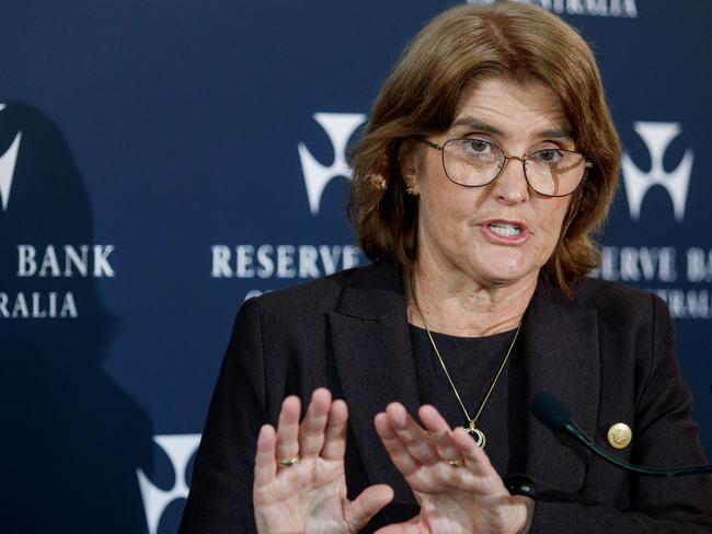 SYDNEY, AUSTRALIA - NewsWire Photos JUNE 18, 2024: Reserve Bank Governor Michele Bullock during a press conference following Tuesdays decision to keep interest rates on hold. Picture: NewsWire / Nikki Short