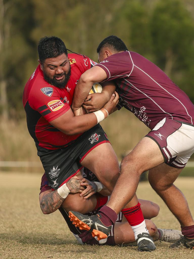 GCDRU major semi final between Colleges Knights and Nerang Bulls. Picture: Glenn Campbell