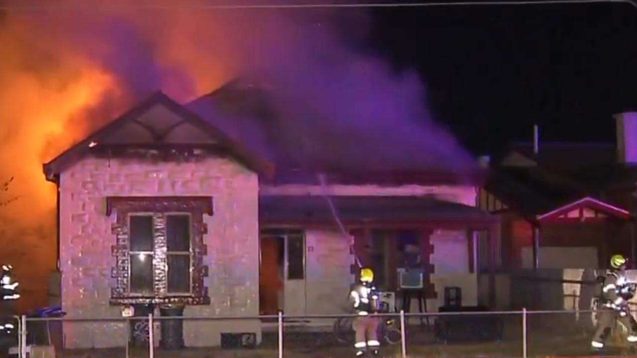 The home went up in flames on Tuesday, about 12.30am. Picture: 7 NEWS