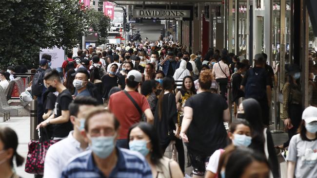 People walking along a busy Bourke Street Mall last Friday. Piture: Daniel Pockett/Getty Images