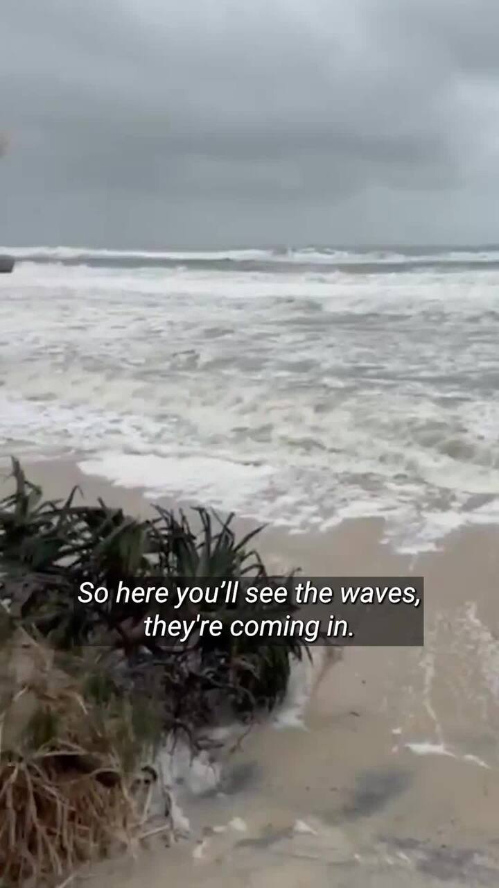 Lifeguard tower washed into sea by cyclone erosion