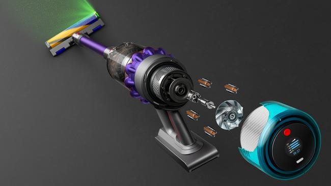 Dyson claims its newest vacuum, the Gen5detect, spins nine times faster than a Formula One car engine. Picture: Supplied