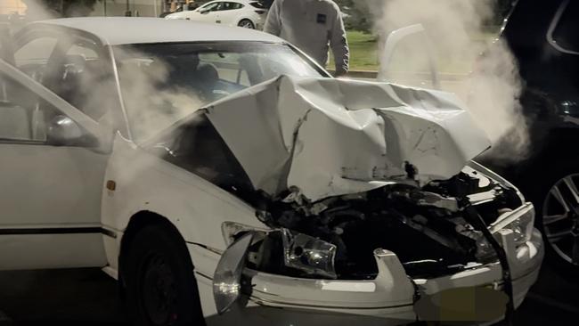 The smashed Camry after the pursuit.