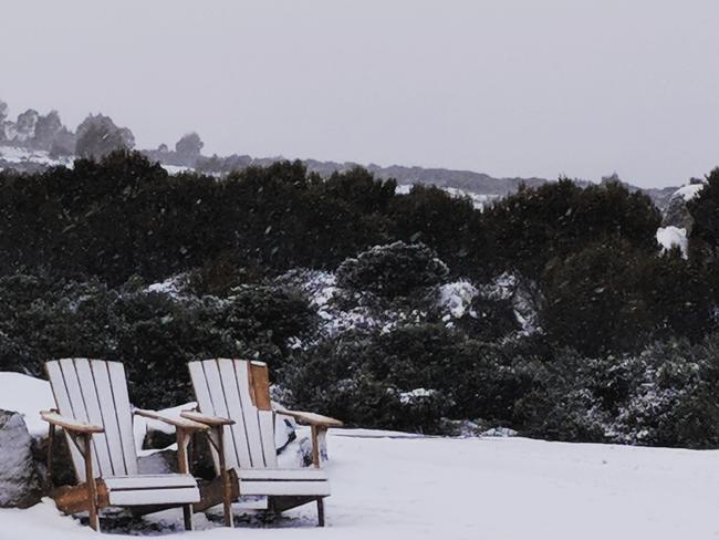 Snow is common over winter at Thousand Lakes Lodge on Tasmania's Central Highlands. Picture: AMANDA DUCKER