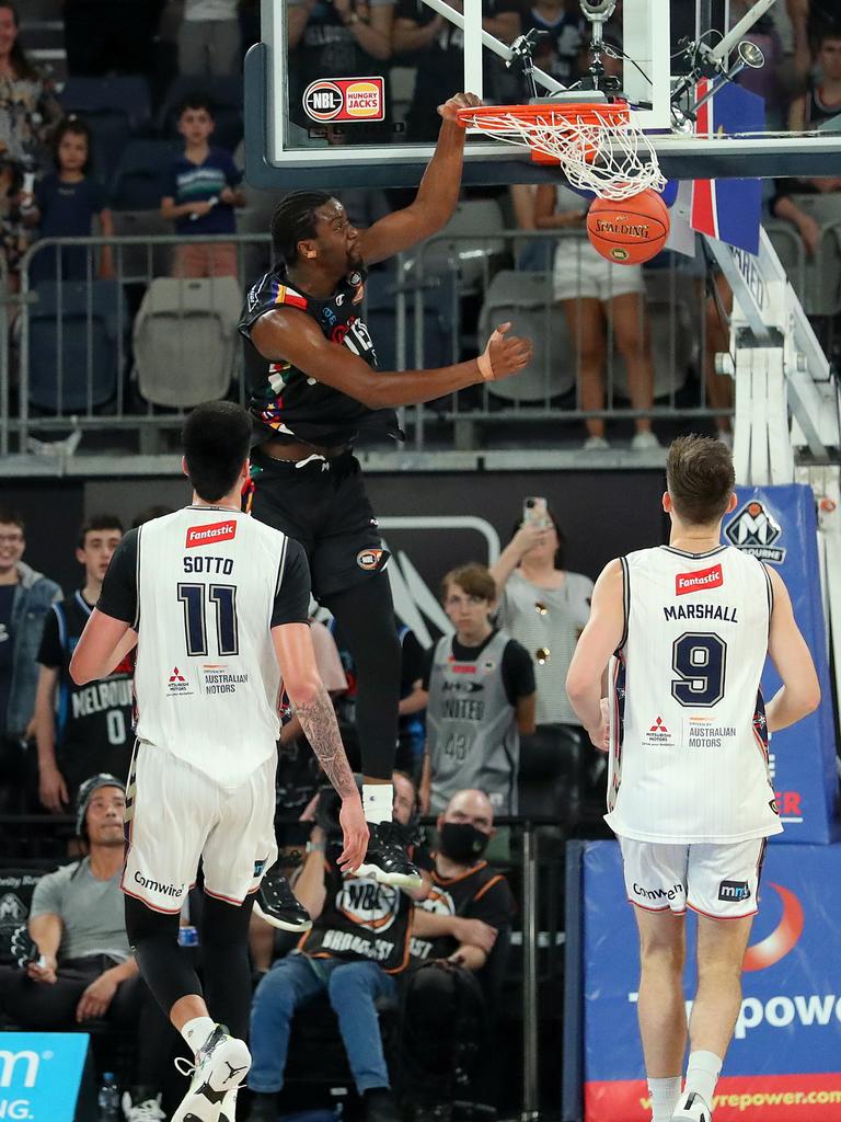 Hukporti during his high-flying time in Melbourne. Picture: Getty Images