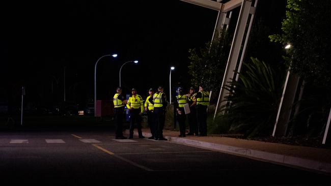 Police patrols at the front of Lasseters Hotel Casino in Alice Springs. Picture: Pema Tamang Pakhrin