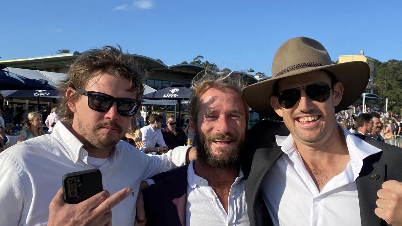 David Graham, Stevo and Keiran “Kizz” Clerke at the Coffs Cup 2022. Picture: Matt Gazy