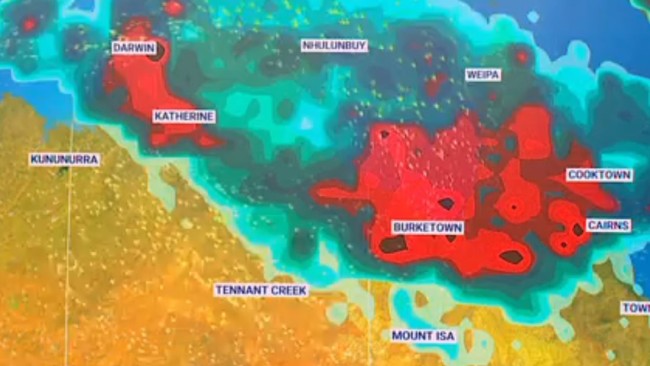 Heavy rainfall totals could tease a fourth cyclone in Darwin on Sunday to early next week. Picture: Sky News Australia