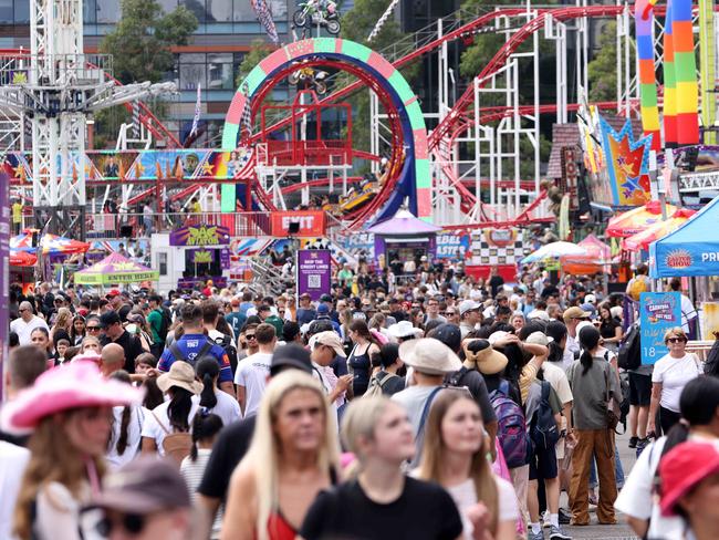 SYDNEY, AUSTRALIA - NewsWire Photos MARCH 29, 2024: Crowds in the carnival area at the Royal Easter Show on Good Friday, Sydney Olympic Park.Picture: NCA NewsWire / Damian Shaw