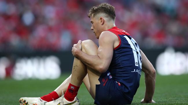 The Dees suspect Jake Melksham has torn his ACL. (Photo by Jason McCawley/AFL Photos/via Getty Images )