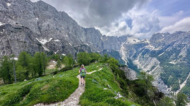 A walker descends Slemenova Spica in Slovenia. Picture: Laura Waters