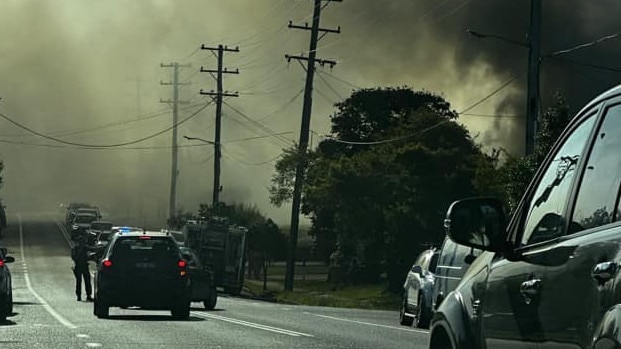 Large smoke plumes could be seen billowing from the house on Bray St, Coffs Harbour. Picture: Facebook