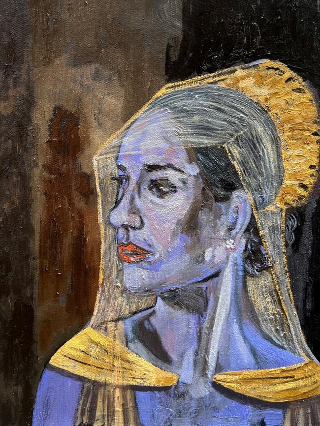 The Duchess of Sussex imagined as the White Queen (Elizabeth Woodville) in painting. Picture: Dan Llywelyn Hall/PA/AAP