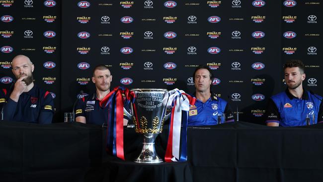 The coaches and captains ahead of Saturday’s final. Photo by Paul Kane/Getty Images