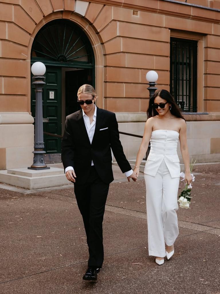 Matildas player Emily Van Egmond has married her partner Kat Thompson in a simple ceremony Picture Instagram