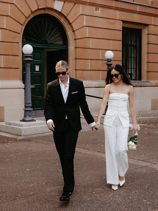 Matildas player Emily Van Egmond has married her partner Kat Thompson in a simple ceremony Picture Instagram