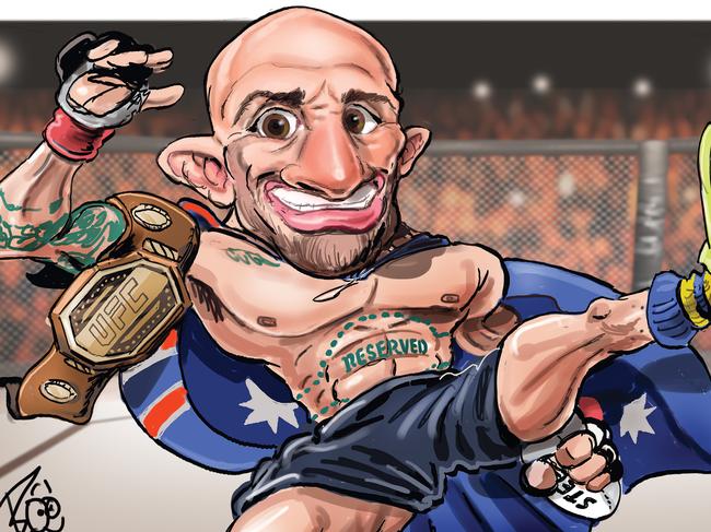 Aussie UFC star Alex Volkanovski. Artwork: Scott 'Boo' Bailey.