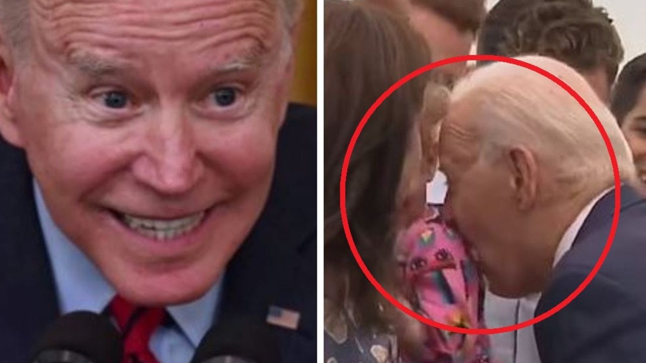US President Joe Biden nibbles on girl’s shoulder in Helsinki, Finland ...