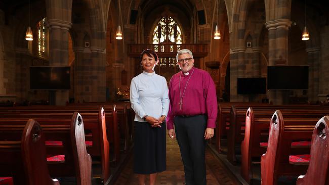 Newly ordaned Deacon Linda Chau with Bishop Richard Condie at St David's Cathedral in Hobart. Picture: NIKKI DAVIS-JONES