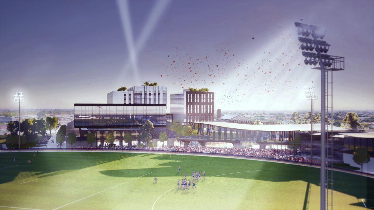 Artist Impressions of the Adelaide Crows proposed headquarters at the Brompton Gasworks site.