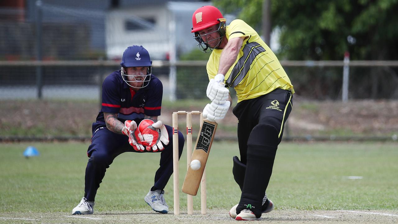 North Queensland’s Justin Reid bats in the Queensland Country Championships representative cricket match between North Queensland and South Queensland, held at Griffiths Park, Manunda. Picture: Brendan Radke