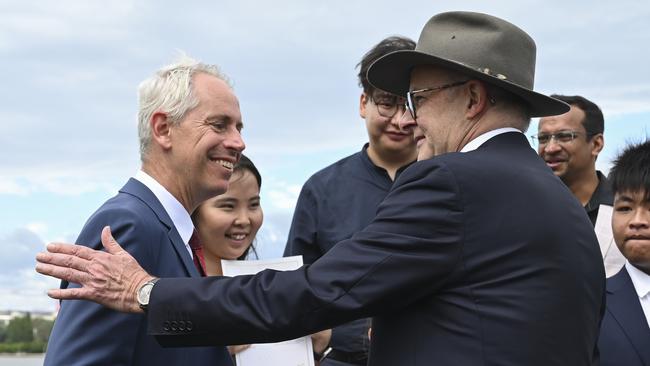 Anthony Albanese and Immigration Minister Andrew Giles. Picture: NCA NewsWire / Martin Ollman