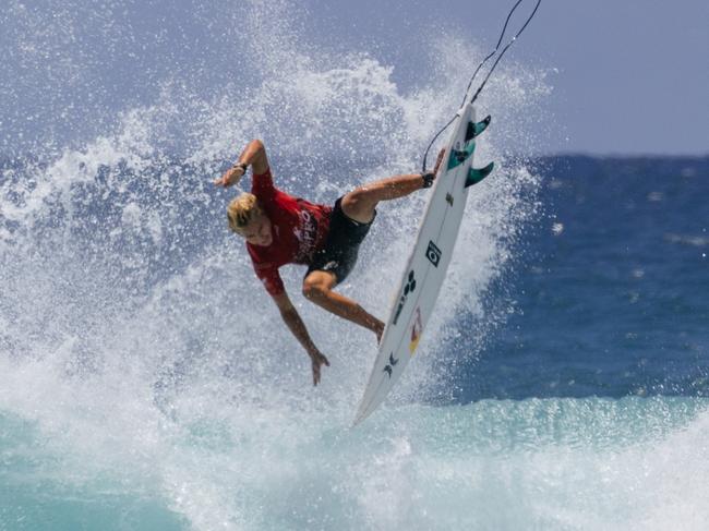 Jarvis Earle of Australia surfs in Heat 1 of the Quarterfinals at the Oakberry Tweed Coast Pro Junior on February 11, 2023 at Kingscliff, NSW, Australia. (Photo by Cait Miers/World Surf League)