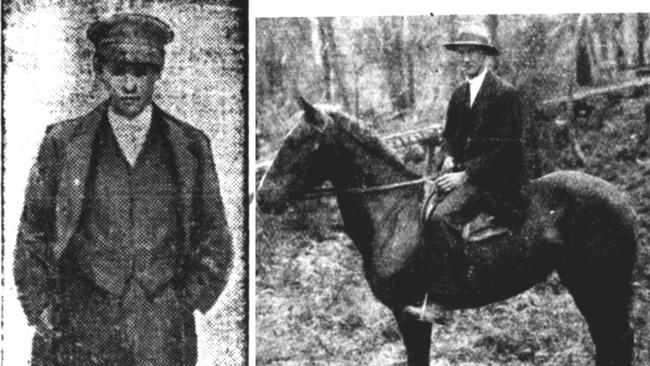 Newspaper images of teenage bushranger Henry Maple, left, and Neerim local George Woolstencroft who was shot during the search for the young outlaws. Pictures: Trove