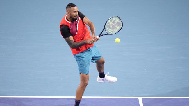 Nick Kyrgios (pictured) partnered Thanasi Kokkinakis to a doubles victory at the Miami Open on Friday. Picture: Getty Images/AFP