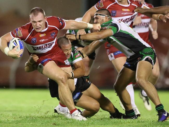 Matthew Lodge of Redcliffe in action against Townsville during the Intrust Super Cup. Pic Darren England.