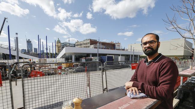 Babble Bar &amp; Cafe Mayur Patel says the works have cost him dozens of customers. Picture: Valeriu Campan