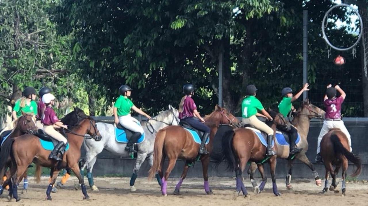 Mackay and Whitsundays horseball players taking on the Australian team. Picture: Supplied.