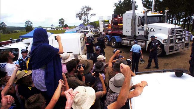 A file photo of a truck entering the Doubtful Creek CSG site carrying mining equipment. . Picture: Patrick Gorbunovs