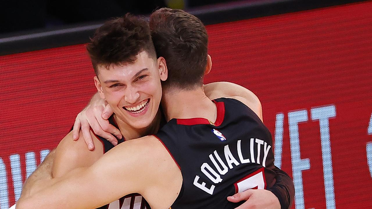 Tyler Herro took it to LeBron James. Kevin C. Cox/Getty Images/AFP