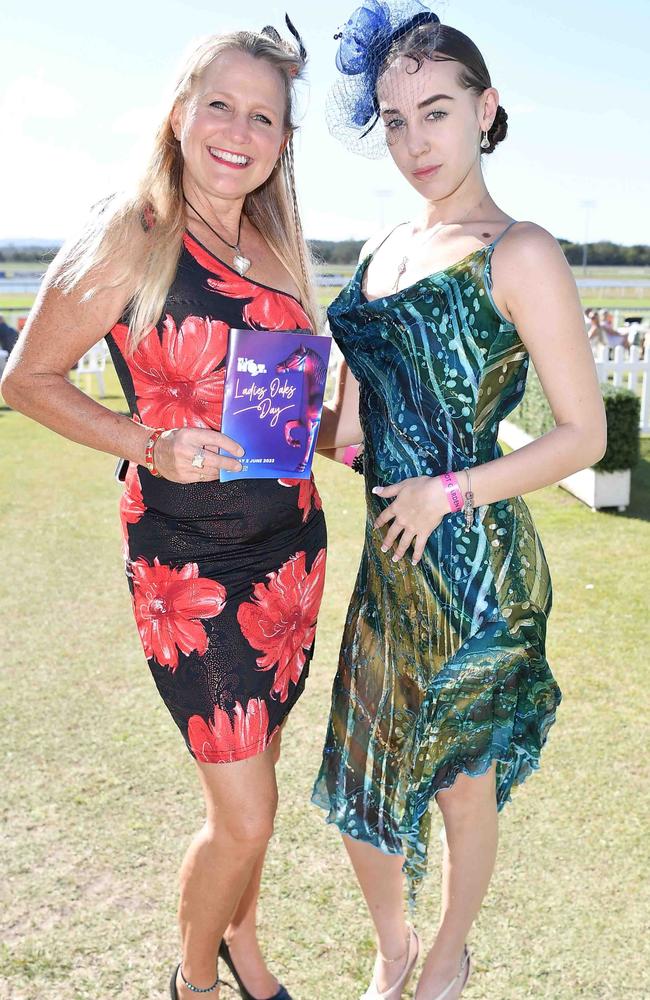 Chantelle Minter and Leilani Minter-MacRae at Ladies Oaks Day, Caloundra. Picture: Patrick Woods.