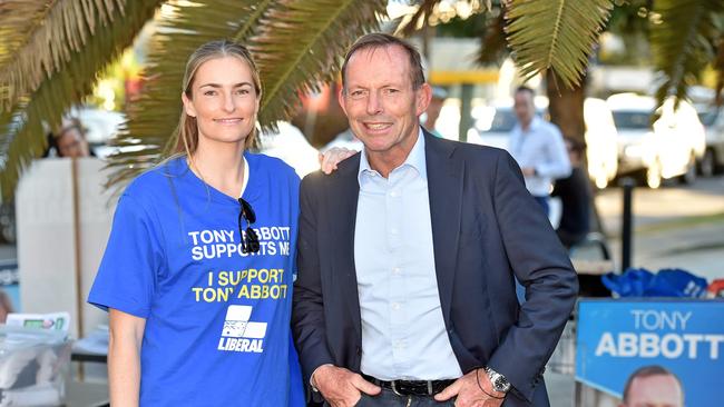 Tony Abbott and daughter Bridget campaigning in Warringah for the May election. AAP IMAGE / Troy Snook)