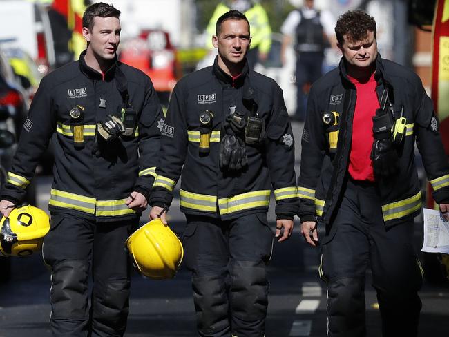 Firefighters attend the scene at Parsons Green station in London. Picture: AFP