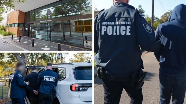 The public gallery was completely full in Blacktown Local Court on Wednesday as Ahmad Darush Malikzada, Hadees Hayunchiyan and Hamza Youssofzay (none pictured) appeared in Blacktown Local Court (top left) via video to make their cases. Pictures: AFP