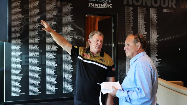 Gus shows Buzz a glimpse of where he wants the Panthers to go. Photo: Brett Costello