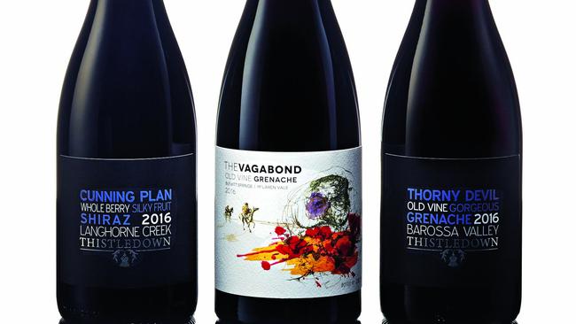 TWAM-20170520 EMBARGO FOR TWAM 20 May 2017 NO REUSE WITHOUT PERMISSION 2016 Thistledown Wines Cunning Plan Langhorne Creek Shiraz 2016 Thistledown Vagabond Old Vine Blewitt Springs McLaren Vale Grenache 2016 Thistledown Wines Thorny Devil Barossa Valley Grenache